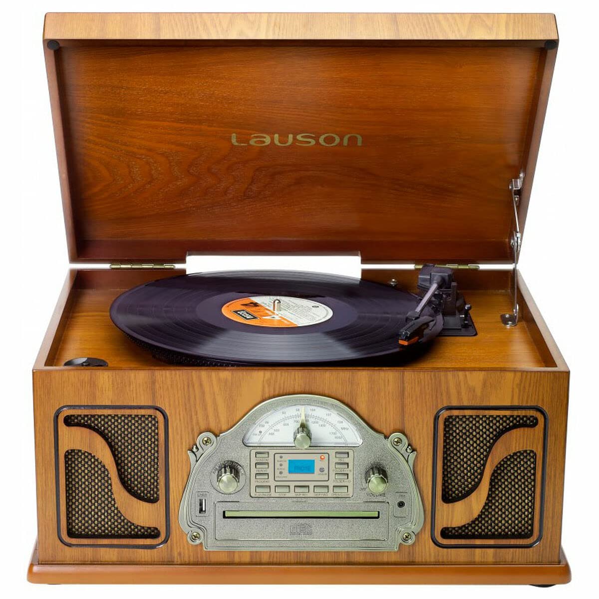 Lauson IVX22 Tocadiscos Clásico FR Madera CD Radio Grabación Digital MP3 Bluetooth Vinilo