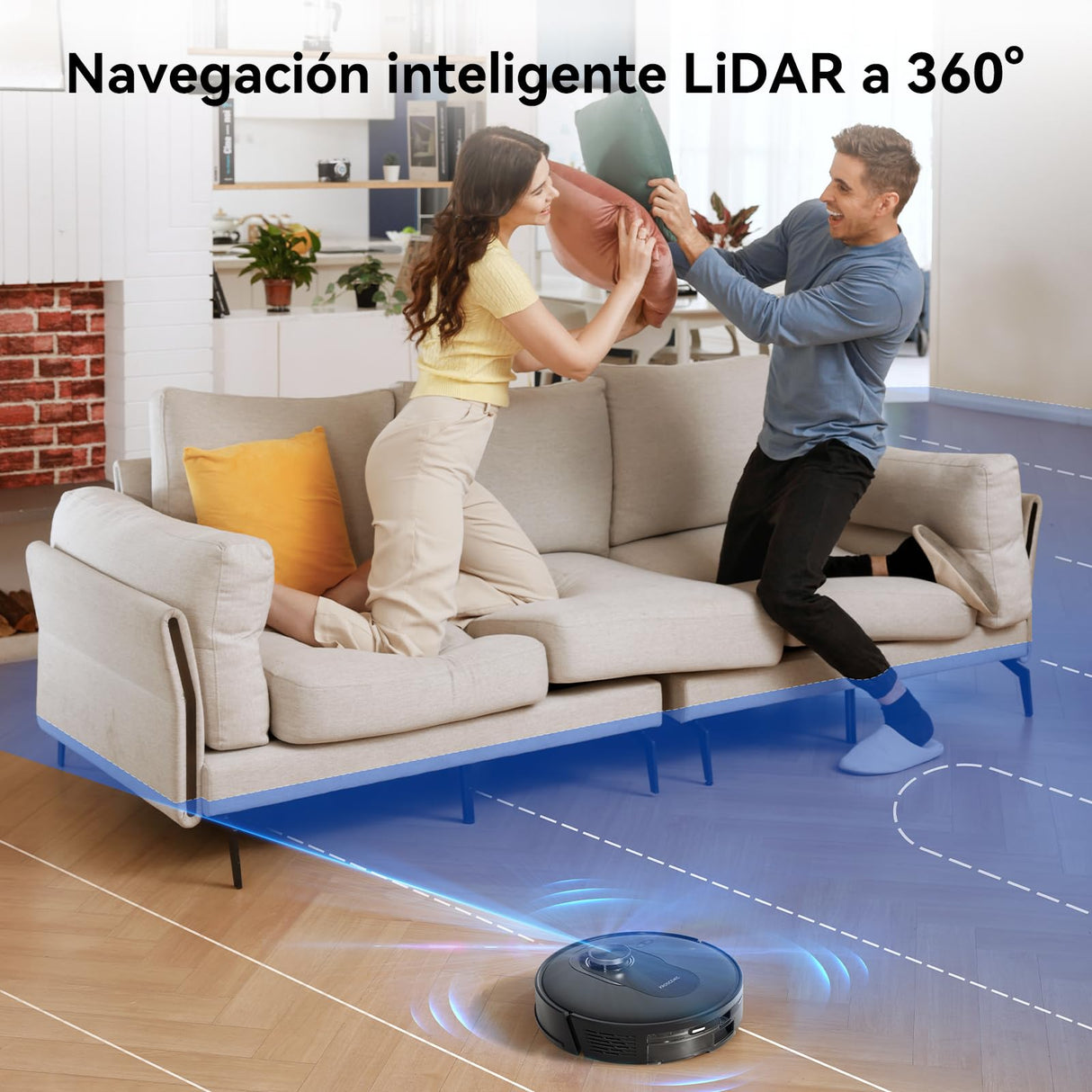 Proscenic Q8 Robot Aspirador y Fregasuelos 4500Pa Potente, Aspirador Robot 2 en 1, 200Min Autonomía, Navegación LiDAR Mapeo Preciso, Ideal para Mascotas, Control por Alexa, Google Home, Siri, IFTTT