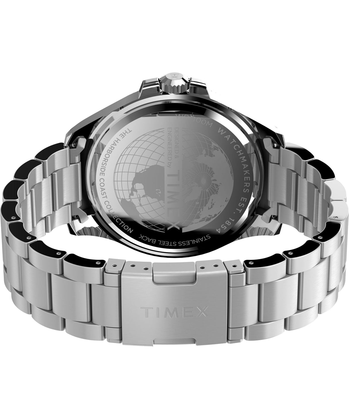Timex Trend - Reloj de 43 mm para hombre, de acero inoxidable, correa de acero inoxidable, esfera verde, caja en tono plateado TW2V65300