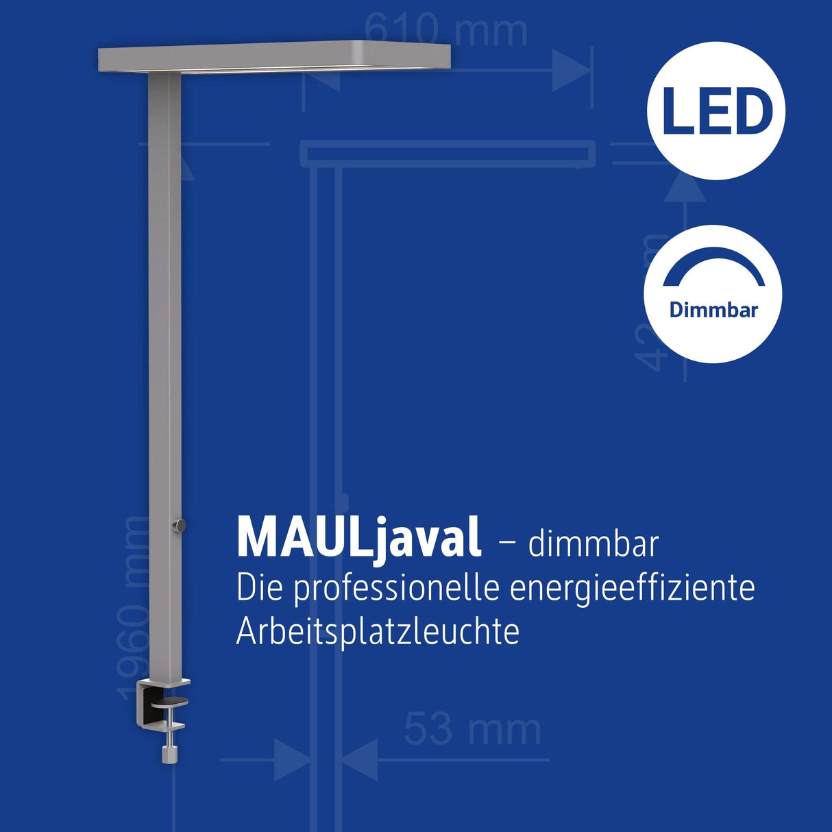 MAUL MAULjaval-Pinza para Mesa, 48 W, Plata, Klemmfuß