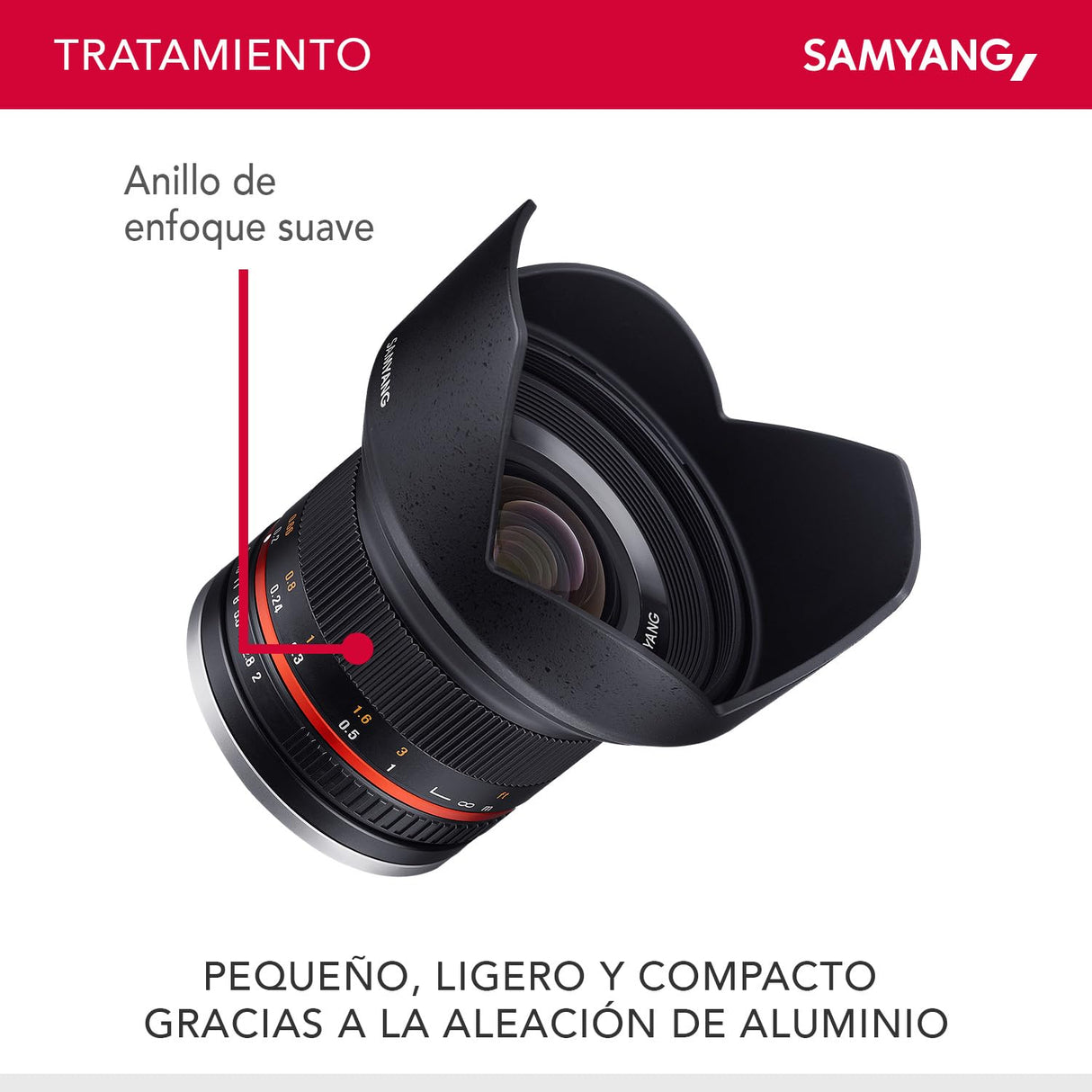 Samyang F1220509101 - Objetivo fotográfico CSC-Mirrorless para Micro Cuatro Tercios (distancia focal fija 12mm, apertura f/2-22 NCS CS, diámetro filtro: 67mm), negro