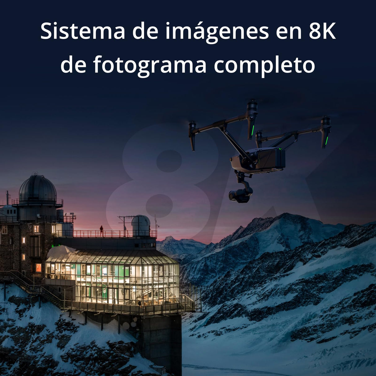 DJI - Pack estándar Inspire 3, ProRes Raw/CDNG 8K de fotograma Completo, cámara FPV Ultra Gran Angular de visión Nocturna de 1/1.8", Doble configuración de la Estructura, transmisión de vídeo O3 Pro