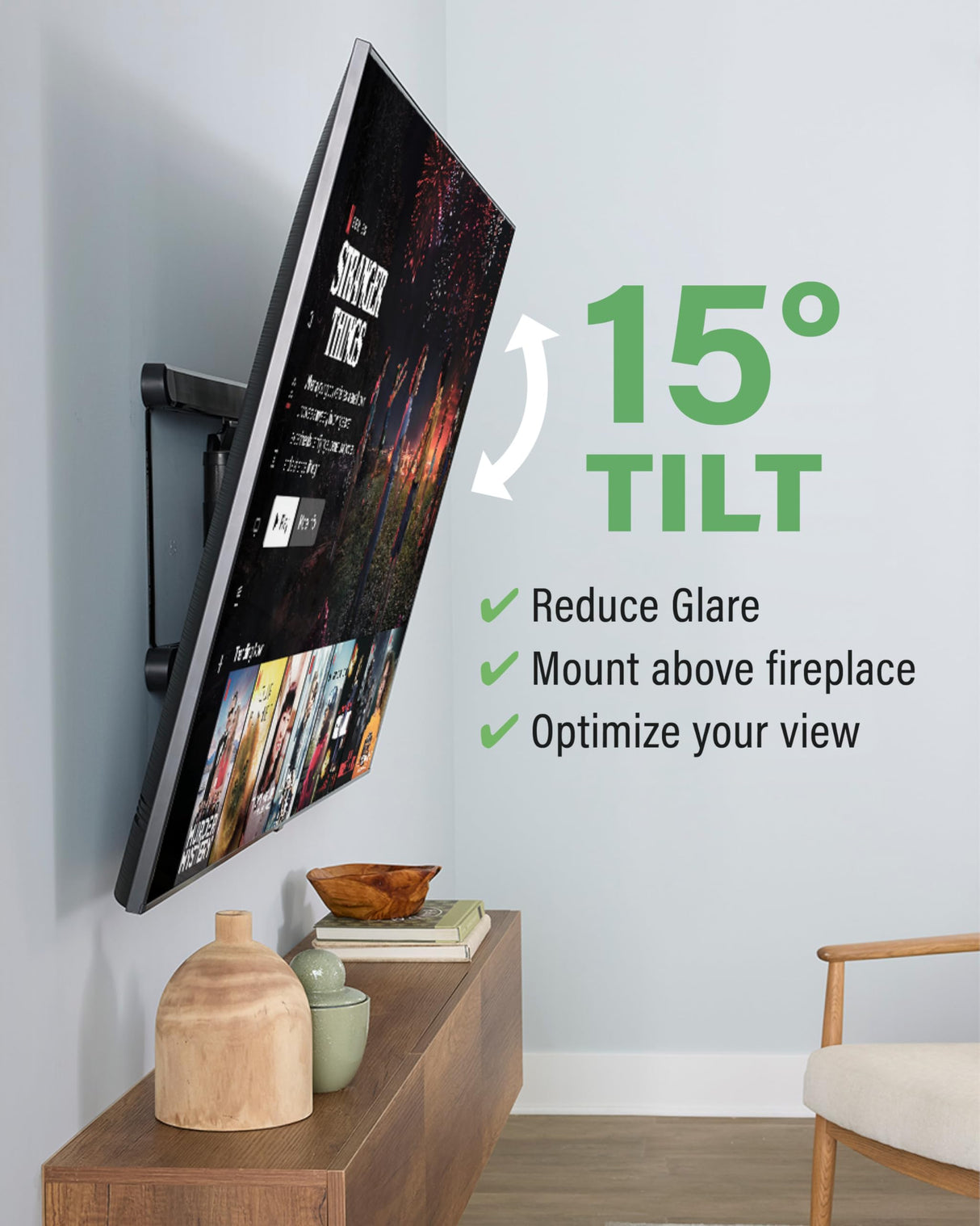 SANUS Soporte de Pared Ajustable de Movimiento Completo para televisores de 42 a 90 Pulgadas - Eleva o Baja el televisor de 4 Pulgadas después de la instalación - Maximiza la compatibilidad con tu