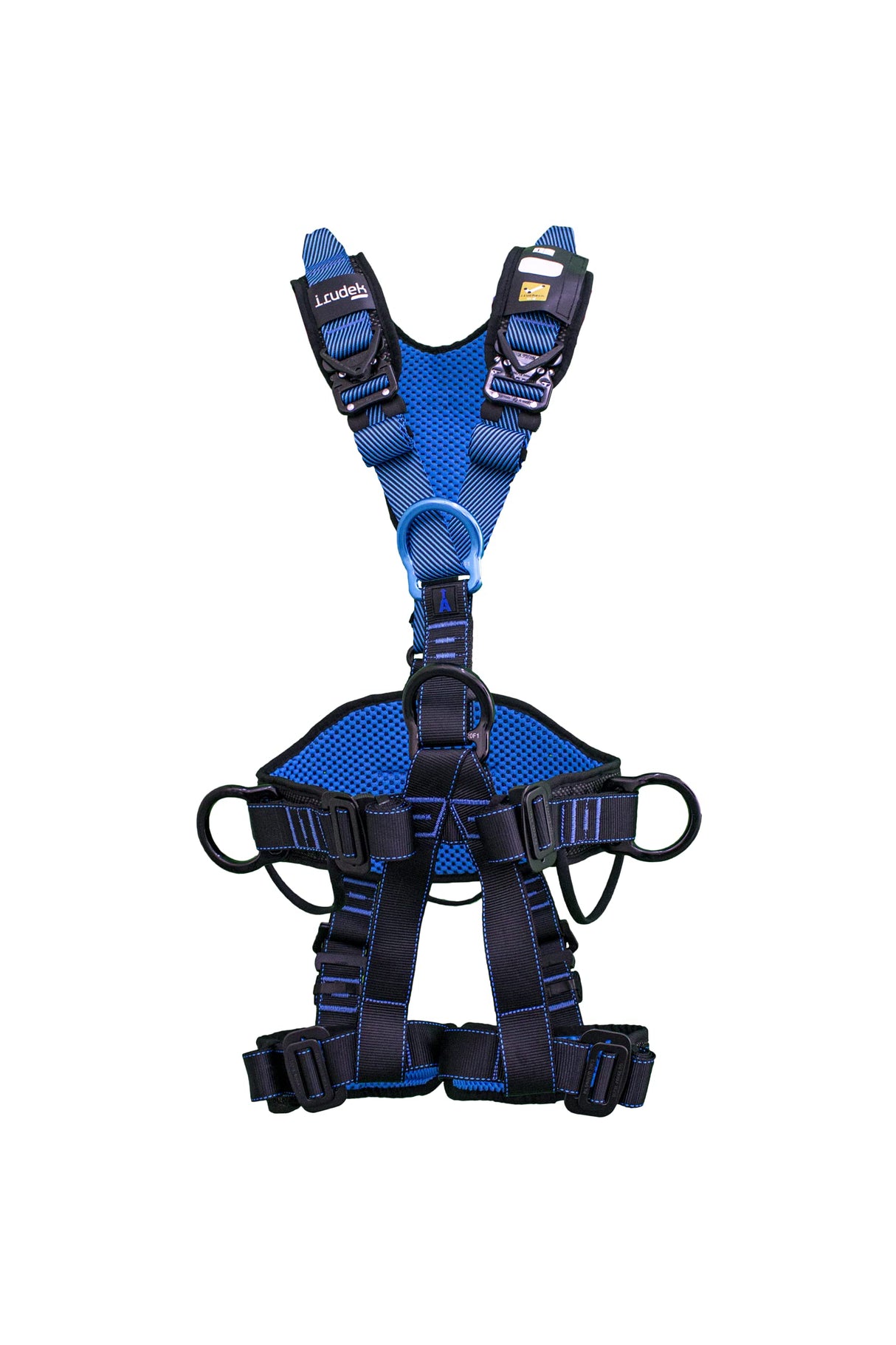Irudek WIND BLUE 3 L-XXL – Arnés anticaídas con anclaje ventral de aluminio, cinturón IRUPAD Holetech, hebillas automáticas K-EASY, sistema ANTISLIP, portaganchos y chip NFC Ready