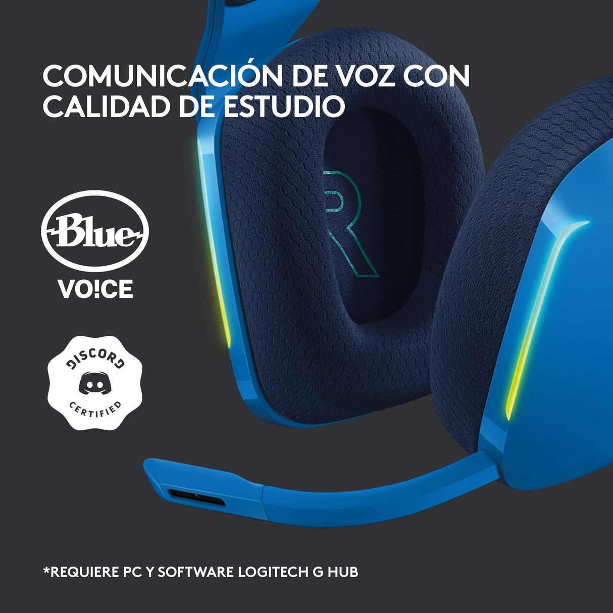 Logitech G733 LIGHTSPEED Auriculares con Micrófono Inalámbricos para Gaming con Diadema con Suspensión, LIGHTSYNC RGB, Tecnología de Micrófono Blue VO!CE, Ligeros, 29h de Batería, PC, PS4, PS5, Azul