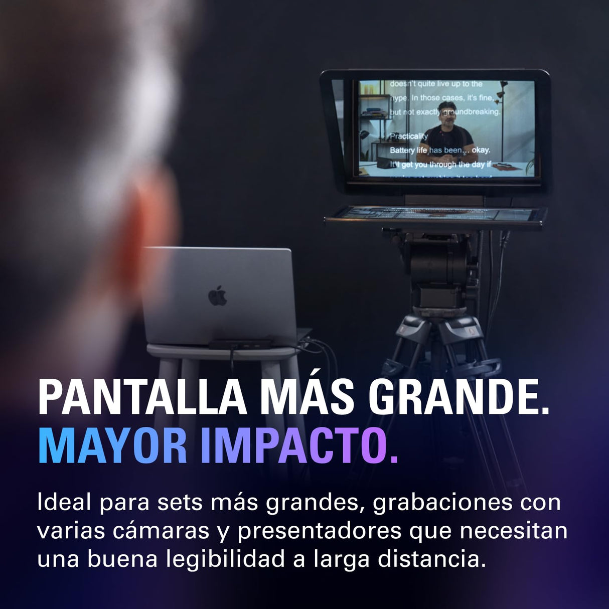Elgato Prompter XL - Teleprompter Profesional con Pantalla Desmontable, Monitor videoconferencia, para cámaras DSLR, mirrorless, Studio - conexión USB‑C 3.2, para PC & Mac
