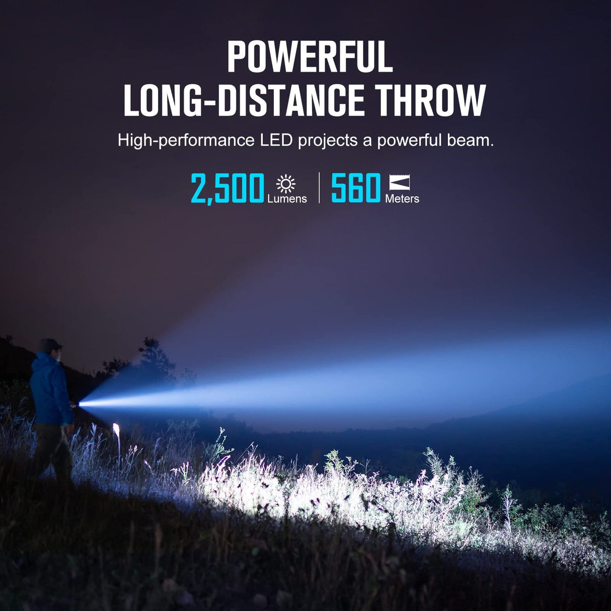 OLIGHT Warrior X 3 LED Linterna Práctica Recargable Linterna Potente Linterna Táctica Militar 2500 Lúmenes Brillante Linterna de Trabajo Flashlight Policial Linterna Impermeable Luz Caza Rescate
