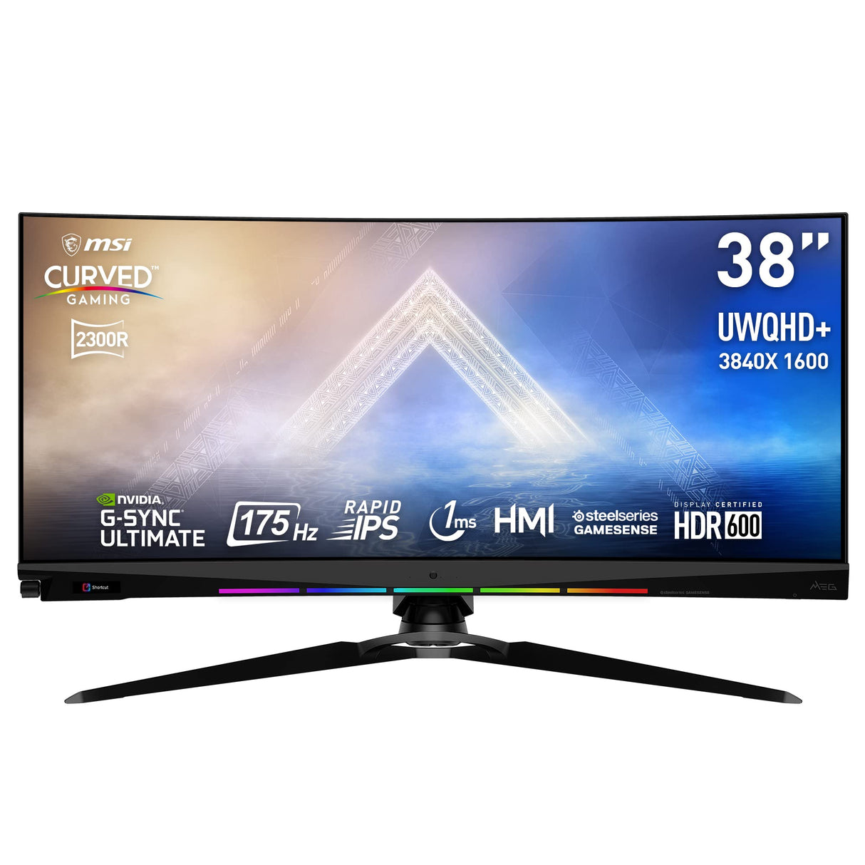 Msi Optix MEG381Cqr Plus - Monitor Gaming Curvo 2300R de 37.5”, G-SYNC, 3840X1600 (Wqhd), Rapid Ips, 600 Nits, Tasa De Refresco 175Hz, Tiempo de Respuesta 1Ms, Negro