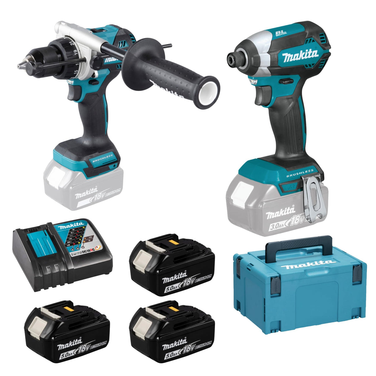 Makita DLX2418TJ Kit batería 18V DHP486 • DTD153 • 3xBL1850B • DC18RC • MAKPAC
