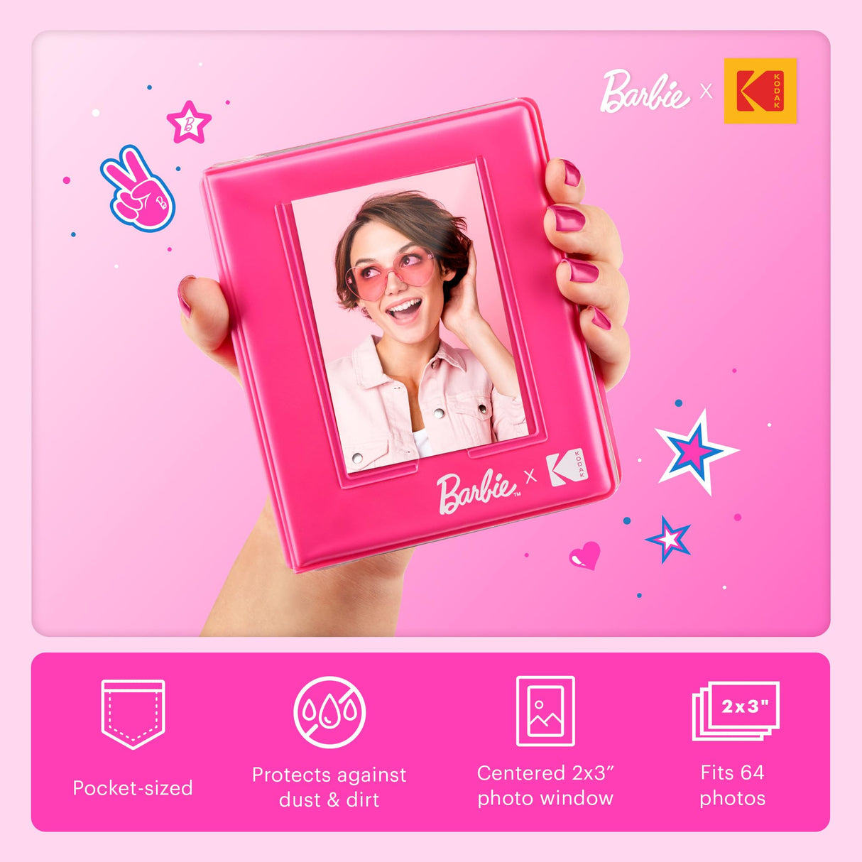 Kodak x Barbie Printomatic Cámara Instantánea Digital – Paquete Deluxe Estilo de Firma + Estuche Deluxe, Álbum de Fotos Barbie y Papel Zink (20 Hojas)