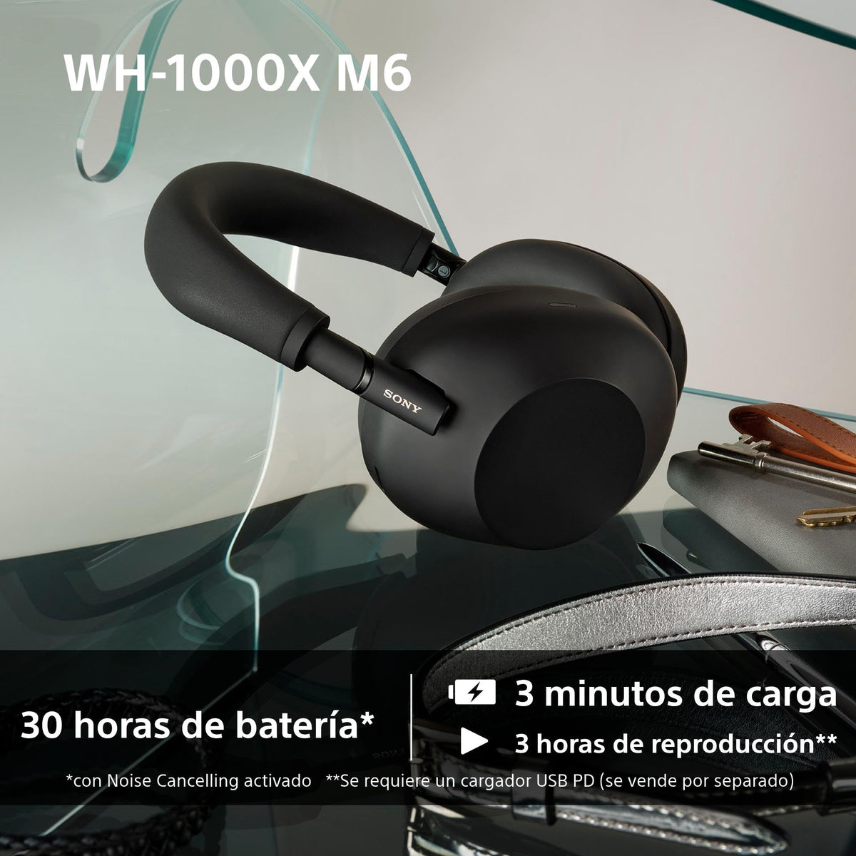 Sony WH-1000XM6 Auriculares Bluetooth inalámbricos con Noise Cancelling, Sonido de Alta resolución, cómodos, diseño Plegable, Estuche Resistente, 30 Horas de batería, iOS y Android - Azul Medianoche