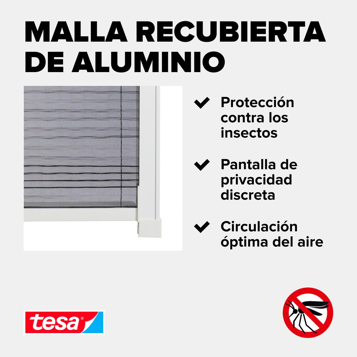 tesa® Cortina Mosquitera Plisada de Aluminio - Mosquitero Extensible para Claraboyas - Fácil Instalación sin Taladrar - Tecnología tesa Powerstrips® - Blanco