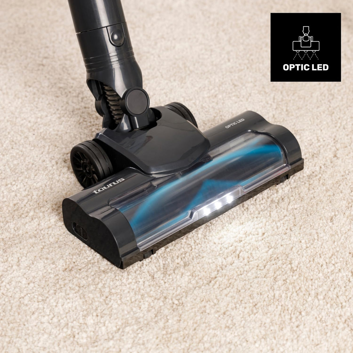 Taurus – Aspirador sin Cable Homeland Ideal Touch, Batería extraíble, Carga Rápida, 180W, 35 min autonomía, Filtro HEPA, Turbo Brush, LED, Pantalla Digital, Depósito 600ml, Accesorios