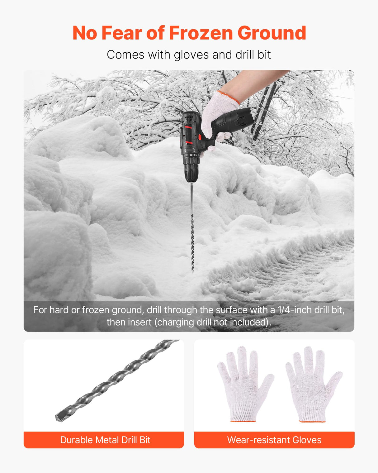 VEVOR Marcadores de Entrada, 500 PCS de Φ 8 x 1220 mm Reflectores de Alta Visibilidad con Brocas de Acero de 30 cm Bastones Reflectantes de Fibra de Vidrio para Nieve, Estacionamientos, Pasarelas