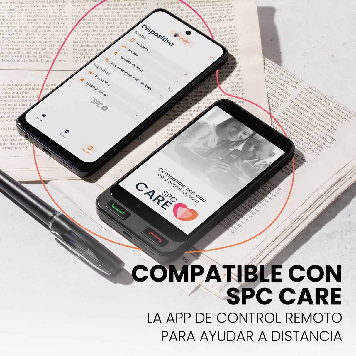 SPC Zeus 2 + Carcasa | Smartphone para Mayores Compatible con App para Control y ubicación remota | Modo fácil, Botones físicos, Iconos XXL | Pantalla 5”, Dos cámaras, 64GB | Base de Carga, Botón SOS