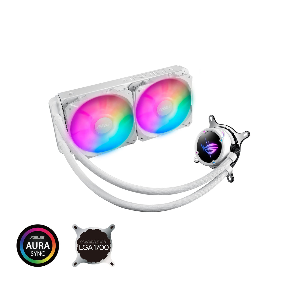 ASUS ROG Strix LC 240 ARGB - Cooler CPU Todo en uno con Aura Sync, Soporte Intel LGA 1700/1200/1150/1151/1152/1155/1156/2011/2011-3/2066 y AMD AM4/TR4, Dos Ventiladores RGB direccionables ROG 120 mm