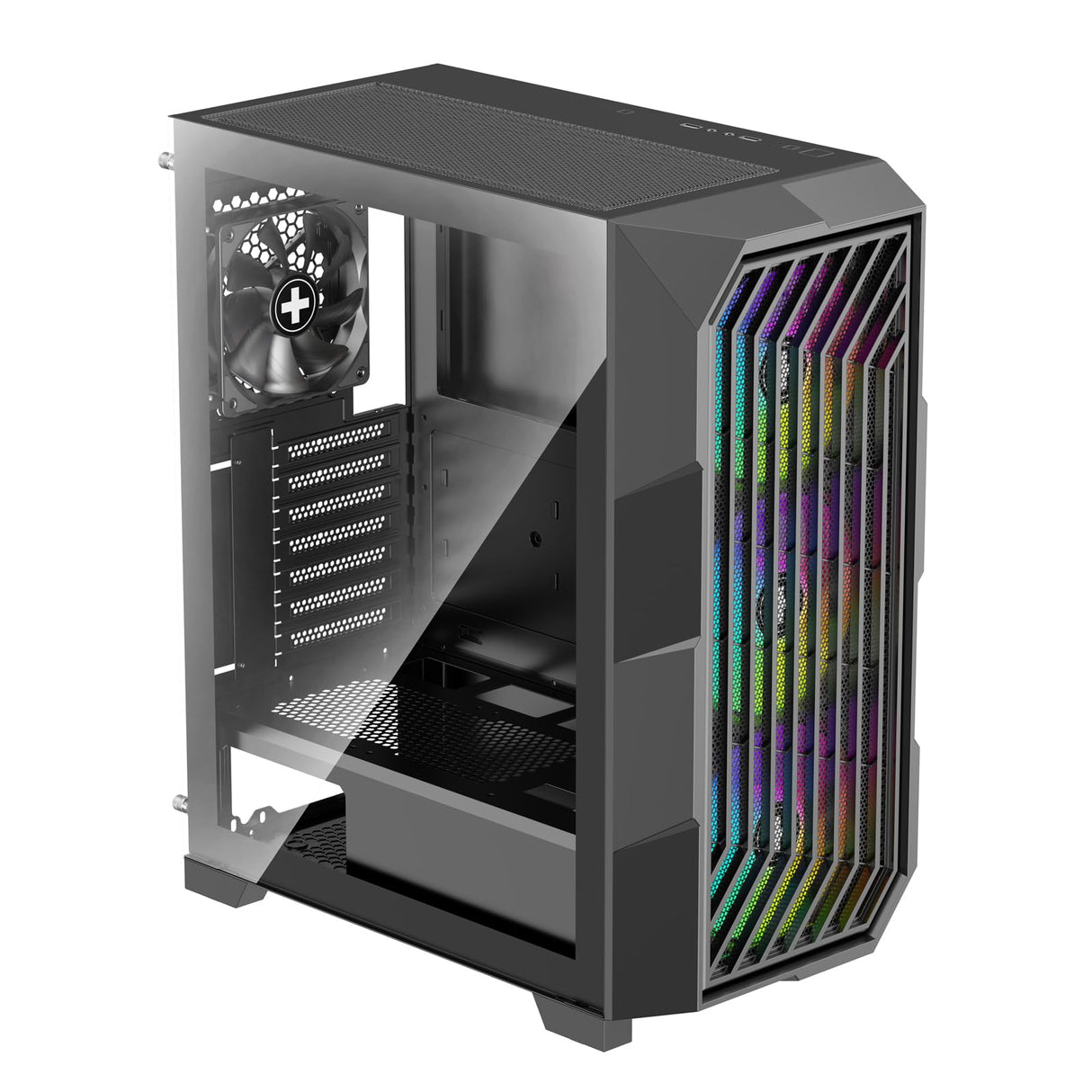 Xilence Xilent Breeze II X812.ARGB - Carcasa para Ordenador de Videojuegos (3 Ventiladores ARGB de 120 mm, 1 Ventilador PWM de 120 mm, Carcasa para Torre ATX, Panel Lateral de Cristal, Elegante Malla