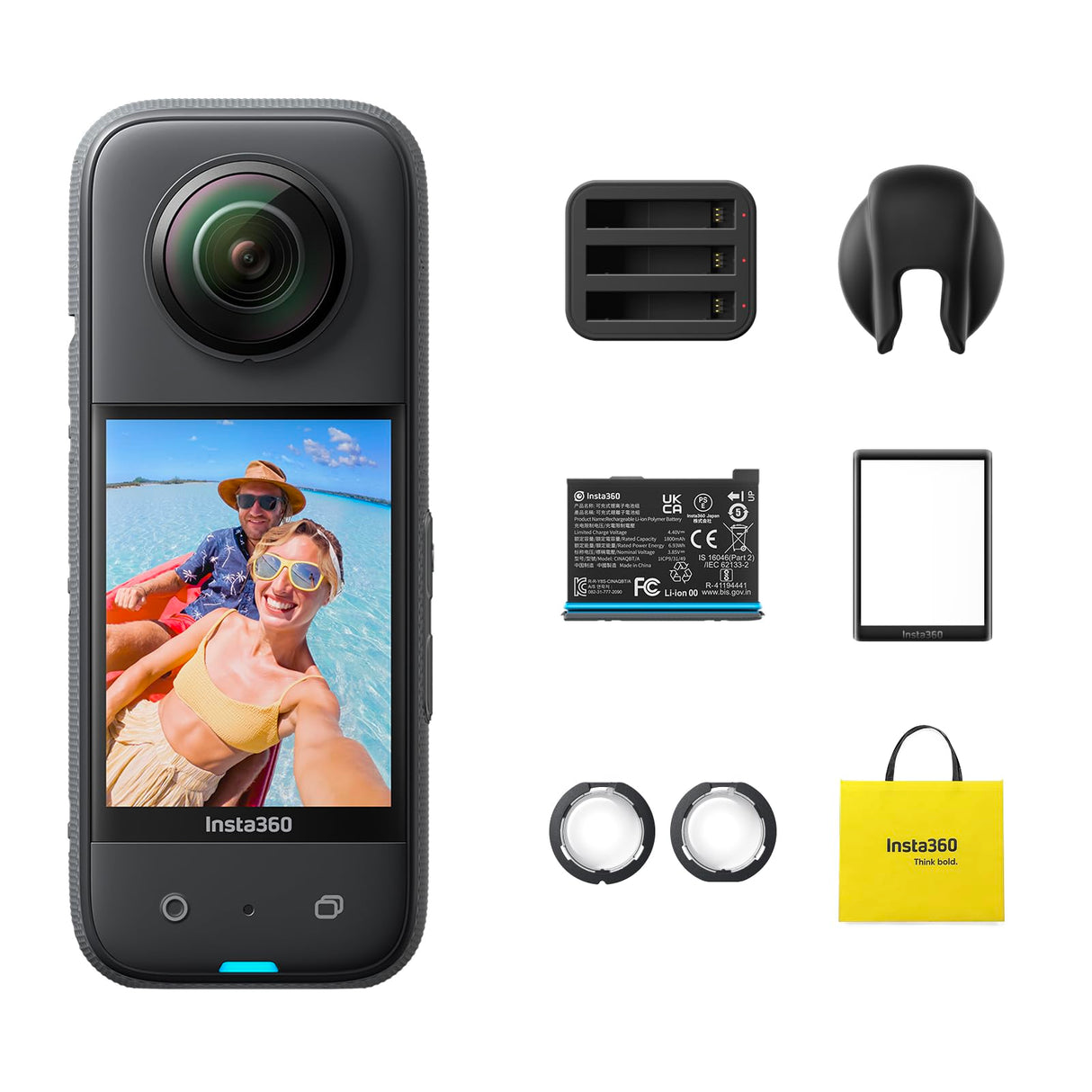 Insta360 X3 Action Bundle - Cámara de acción impermeable de 360° con sensor de 1/2 pulgada