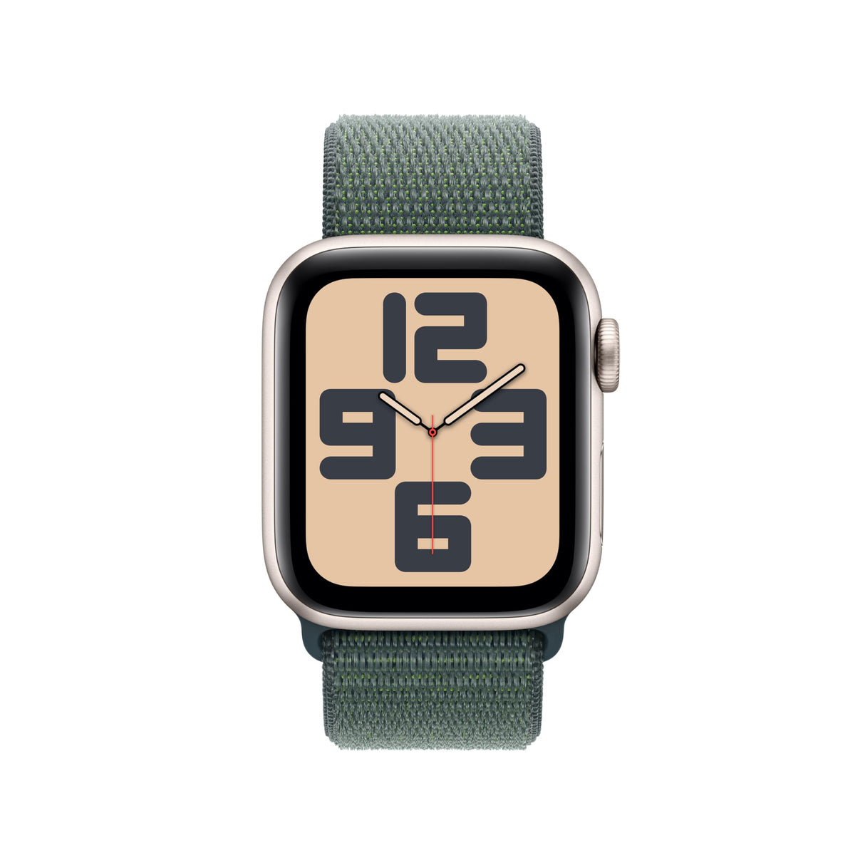 Apple Watch SE de 2.ª generación GPS Smartwatch con Caja de Aluminio en Blanco Estrella de 40 mm y Correa Loop Deportiva Verde Lago. Monitores de entreno y sueño y Neutro en Carbono