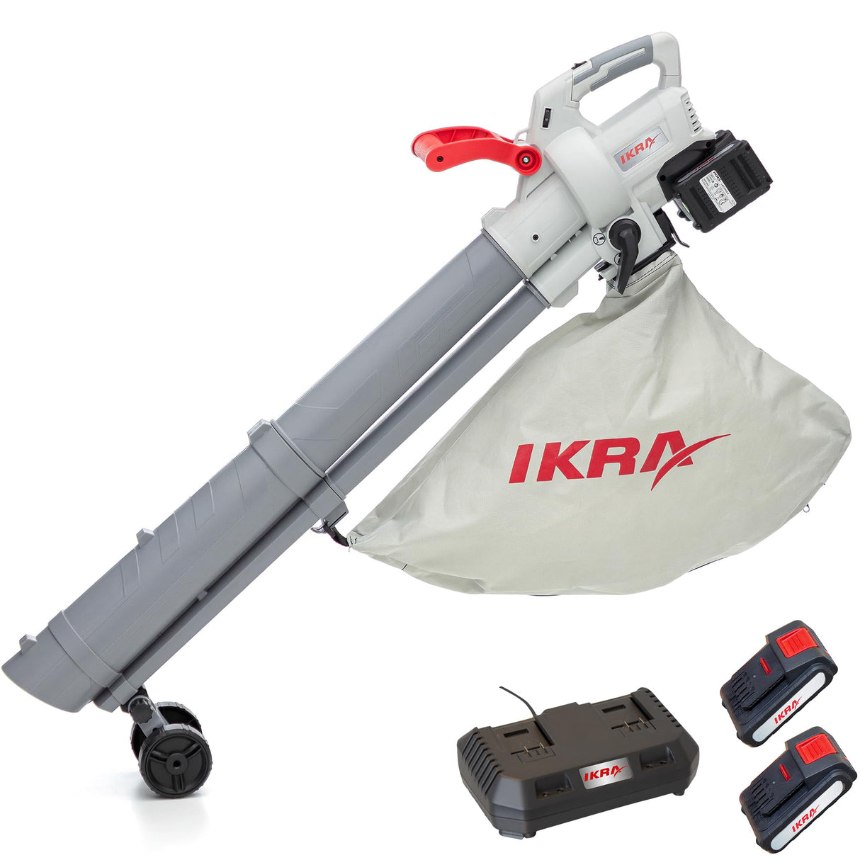 IKRA 3en1 Aspirador soplador a batería IALS 2-20 Incl. 2 baterías Recargables y Cargador rápido Doble