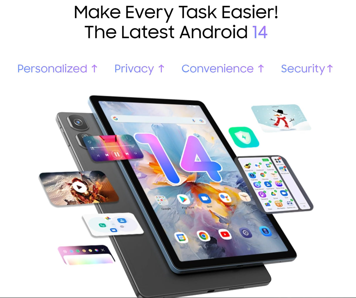 Blackview Tab 16 Pro 11'' 2K Pantalla Android 14 Tablet, 24GB+256GB (1TB Externo) Widevine L1, 7700mAh Batería, Dual SIM 4G LTE+WiFi, 13MP+8MP, Quad Box Altavoz Estéreo, 3 Modos de Lectura, Morado