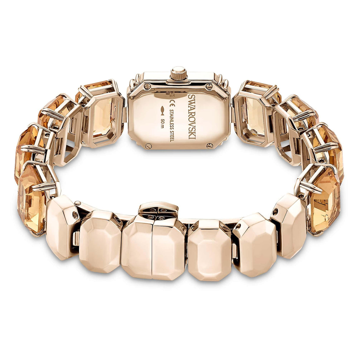 Swarovski Reloj, Pulsera de Talla Octogonal, Marrón, Acabado Tono Oro champán