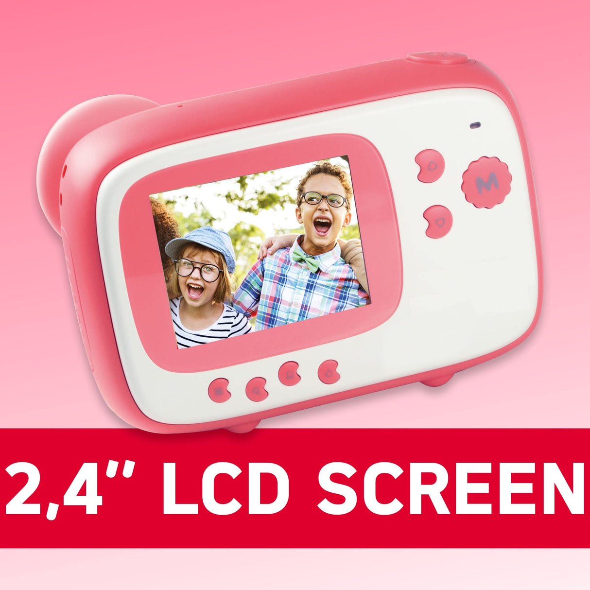 AgfaPhoto Realikids Cámara instantánea + 1 Tarjeta Micro SD de 32 GB + 3 Rollos de Papel térmico ATP3WH - Cámara instantánea para niños, Pantalla LCD de 2.4 Pulgadas, Espejo Selfie y Filtro de Fotos
