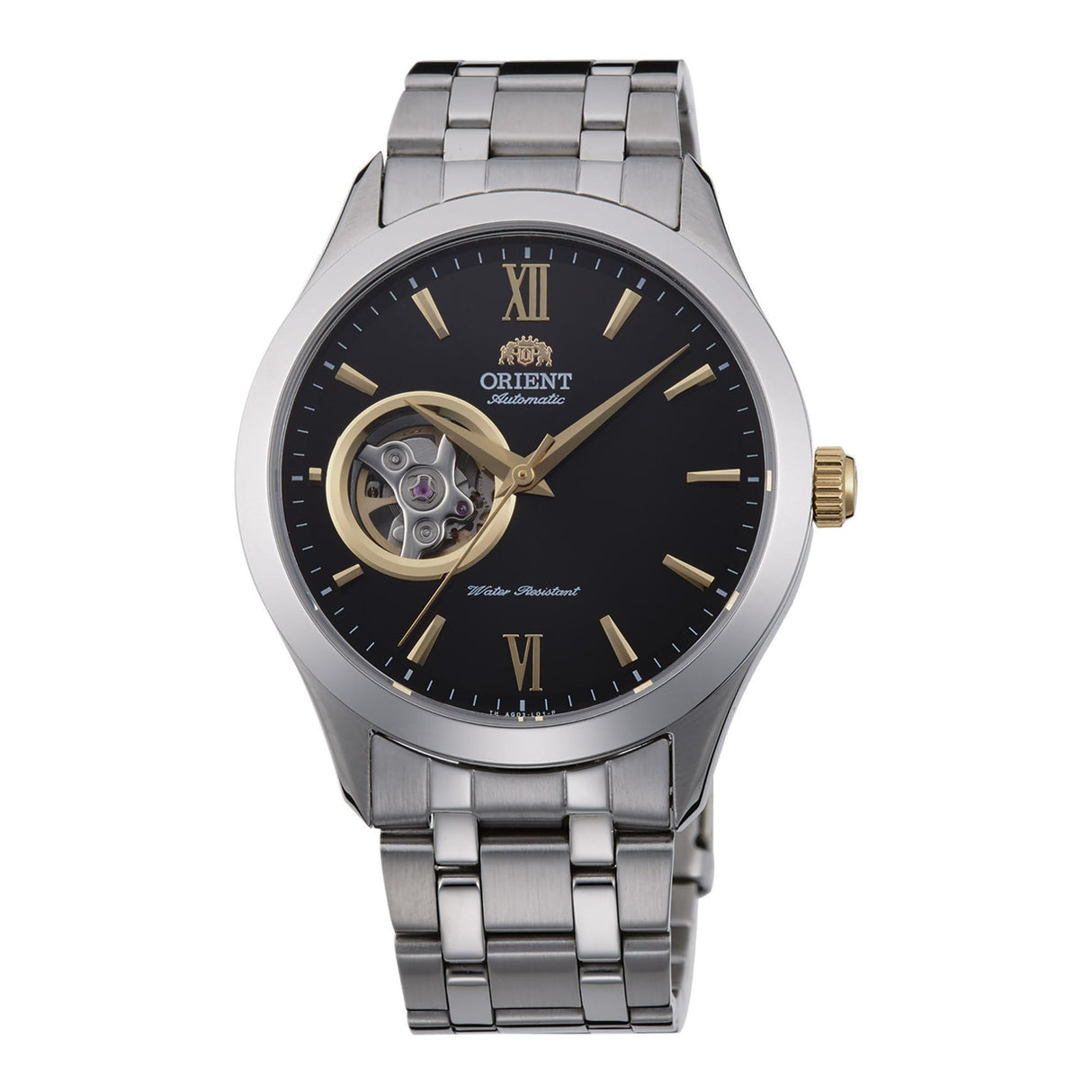 Orient Contemporary Open Heart AG03 - Reloj automático para Hombre con Cuerda Manual, 39 mm Acero Negro Dorado, Informal