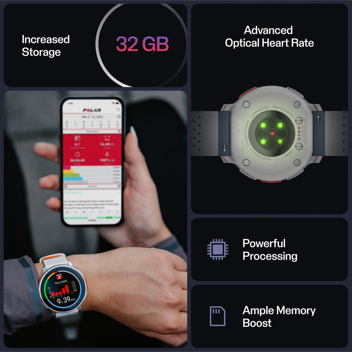 Polar Vantage V3, reloj deportivo con GPS, monitor de frecuencia cardíaca avanzado, duración de la batería ampliada, smartwatch para hombre y mujer, mapas offline, running, triatlón, S-L, Negro