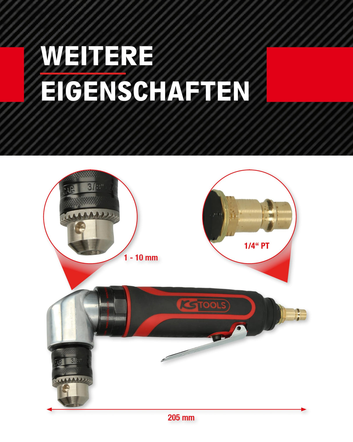 KS Tools 515.5465 10 mm Taladradora angular neumática