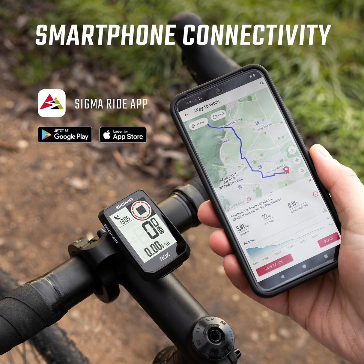 Sigma ROX 2.0 Endurance Negro | 26 Horas de duración de la batería | Ciclocomputador inalámbrico | GPS y navegación con overclamp Incluido | Navegación GPS para Exteriores | Compatible con E-Bike
