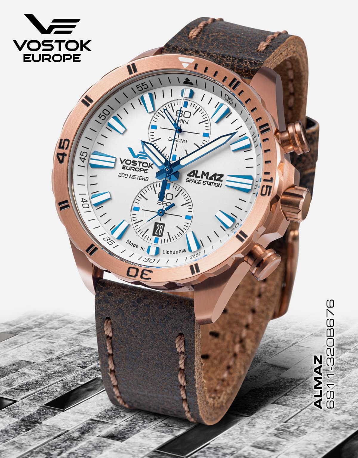 Vostok Europe Reloj Analógico para Hombres de Cuarzo con Correa en Cuero 6S11-320B676