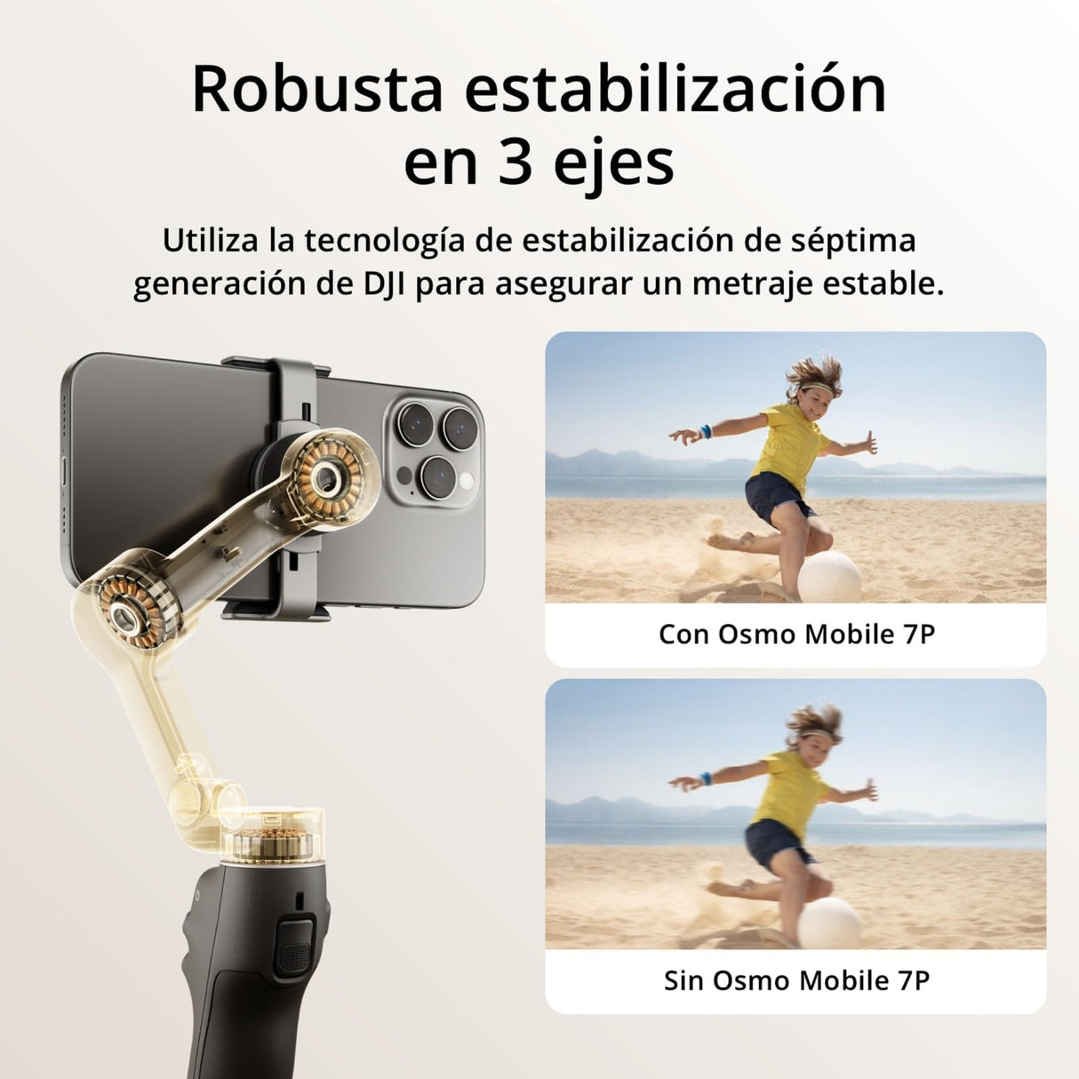 Estabilizador DJI Osmo Mobile 7P para iPhone, Android, Seguimiento Nativo, Iluminación, Estabilizador para movil de 3 Ejes, Inicio rápido, Edición con un Toque, Brazo Extensible y trípode Integrados
