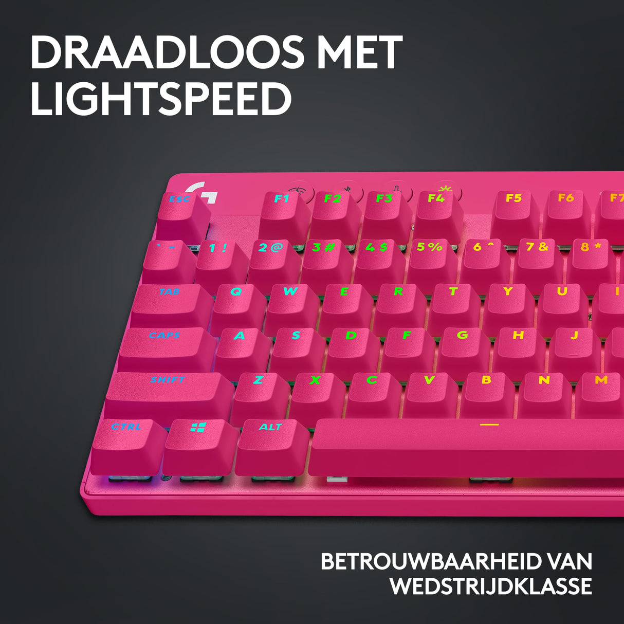 Logitech G Pro X TKL Lightspeed, Teclado inalámbrico para Gaming - Magenta - FRA - Tactile
