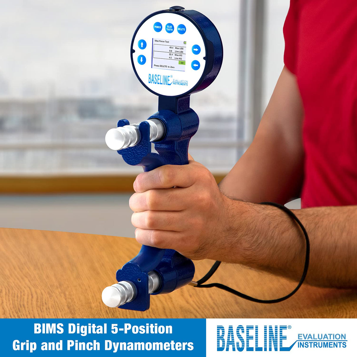 Baseline Dinamómetro Digital de Mano Bims, de 5 Posiciones para Medir y Evaluar la Fuerza de Agarre, Óptimo para Terapia Manual Profesional, Fisioterapia, Entrenamiento Atlético y Rehabilitación