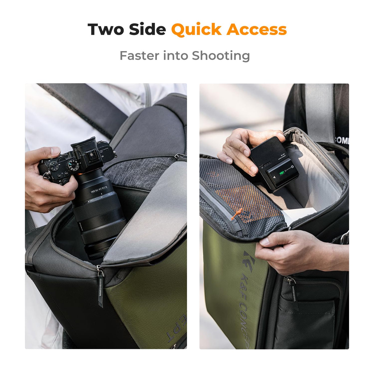 K&F Concept Mochila Cámara Profesional, Bolsa Fotógrafos Cámara Impermeable de Gran Capacidad Camera Reflex Digital DSLR, Adecuado para viajes al aire libre senderismo fotografía Verde