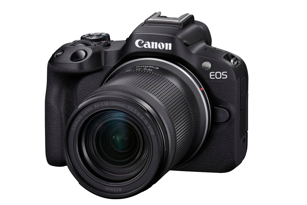 Canon EOS R50 Cámara Mirrorless + Objetivo RF-S 18-150 mm F3.5-6.3 IS STM, Cámara Evil APS-C (24,2 MP) -4 EV, Vídeo 4K 30 fps, Dual Pixel CMOS AF II, Pantalla Táctil de Ángulo Variable, Negro