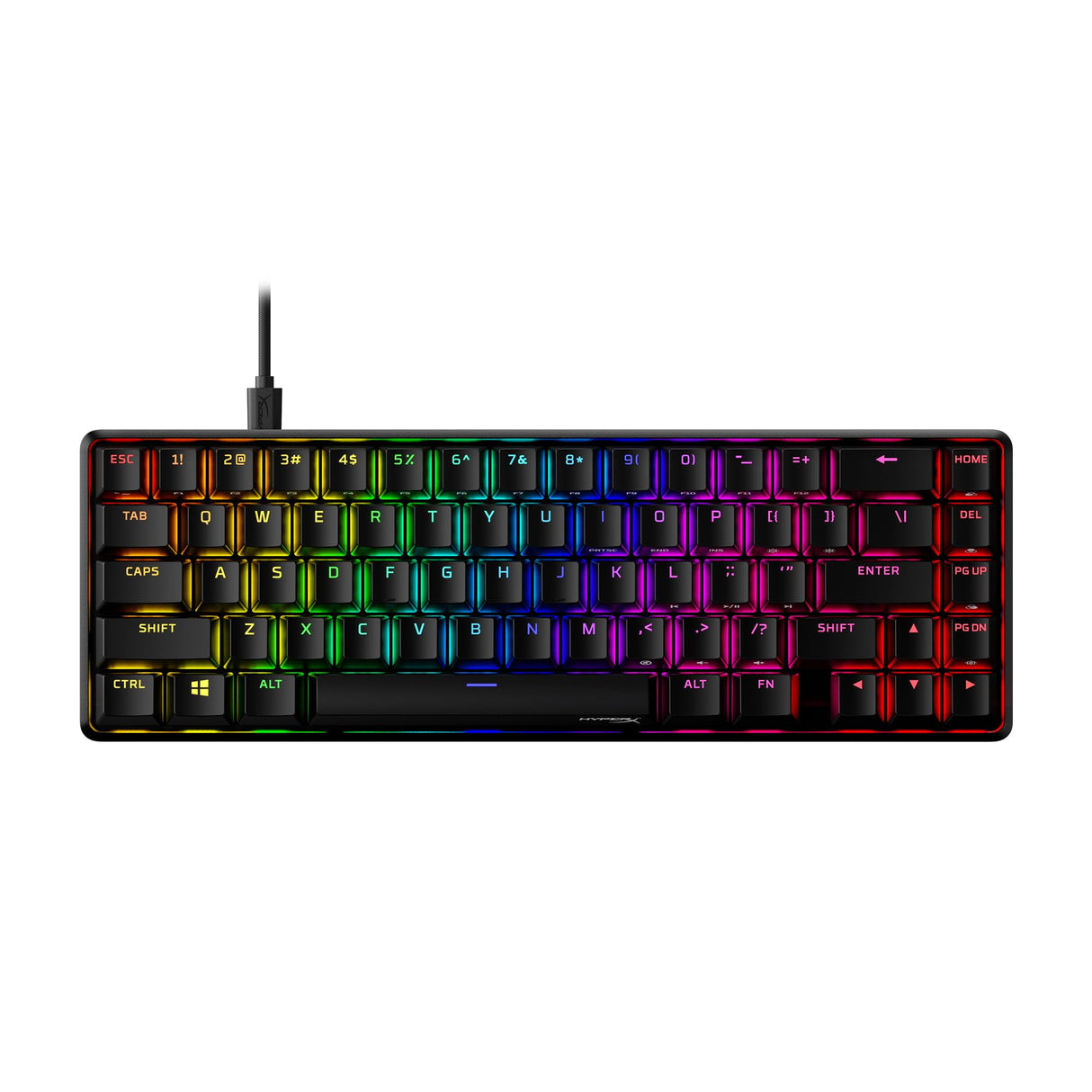 HyperX Alloy Origins 65 – Teclado mecánico para juegos - Formato ultracompacto al 65% – Tecla HyperX Red (lineal) - Cubiertas de PBT de doble capa de las teclas - Retroiluminación LED RGB