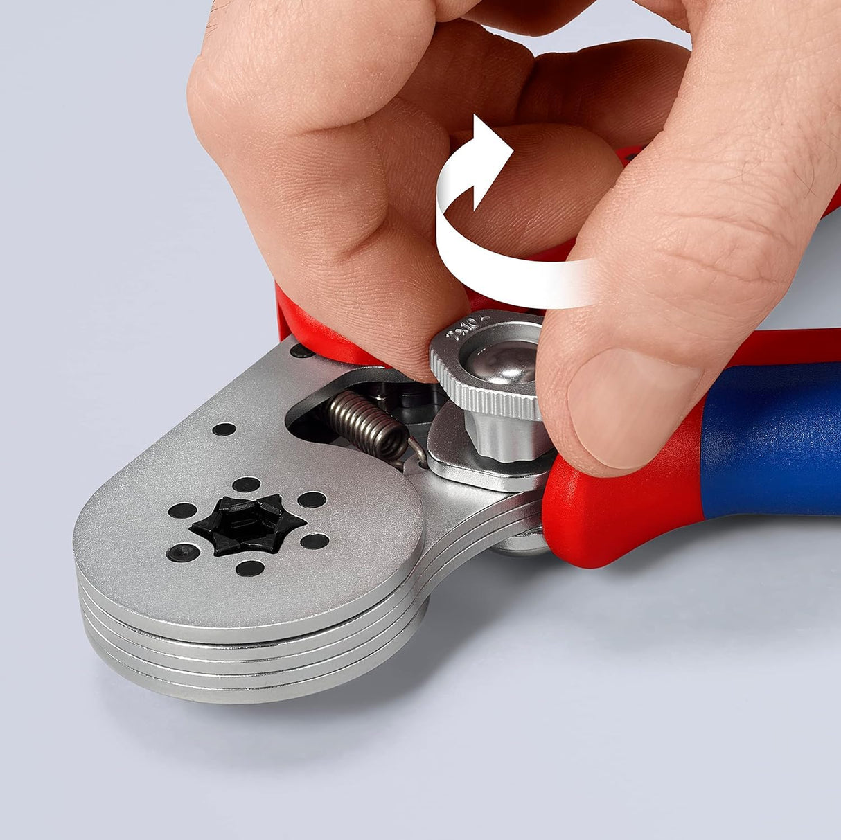 Knipex Alicate autoajustable para crimpar punteras huecas de acceso lateral cromado, con fundas multicomponentes 180 mm 97 55 14