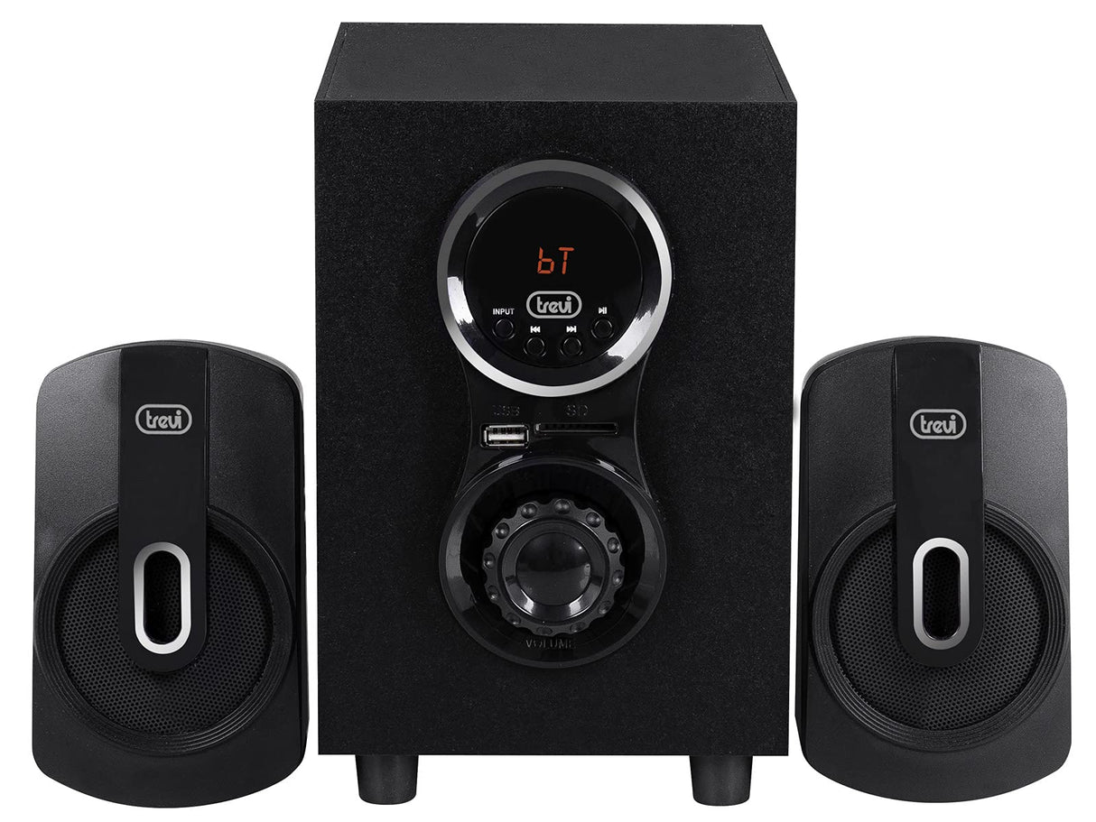 Trevi AVX 615 BT Altavoces Amplificados 30W con Subwoofer Amplificado, Altavoces Bluetooth con Bass Reflex, Altavoces 2.1 con USB, Micro SD, AUX-IN, RCA, MP3, Móvil de Madera de Tamaño Compacto