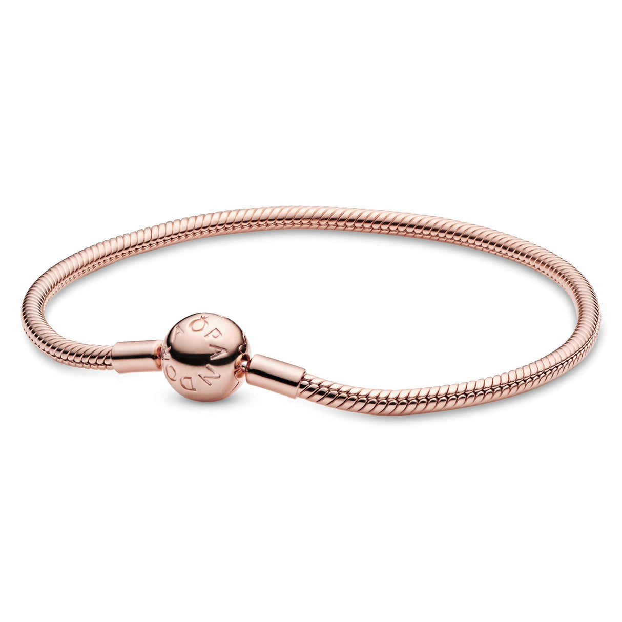 Pandora Icons Pulsera con cadena de serpiente chapada en oro rosa de 14 quilates, 17