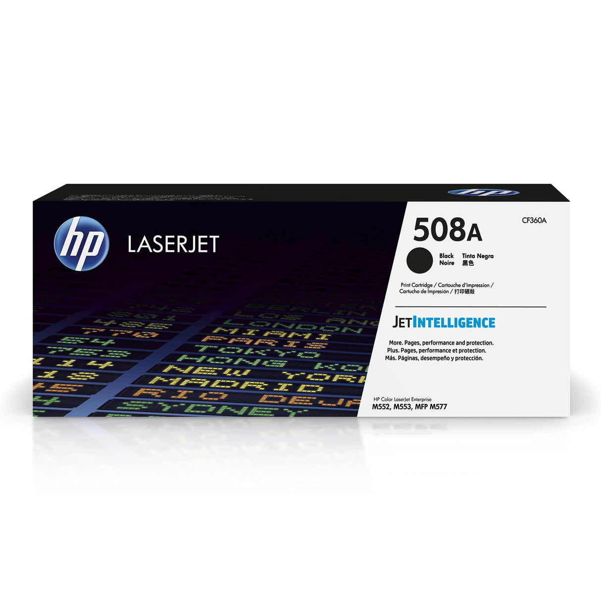 HP 508A CF360A, Negro, Cartucho Tóner Original, de 6.000 páginas, para impresoras HP Color LaserJet Enterprise serie 552, 553; LaserJet Enterprise serie 577