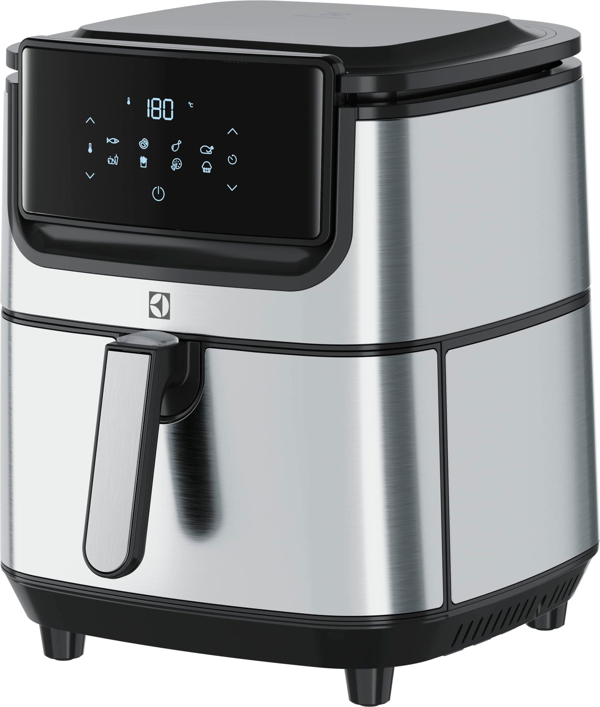 Electrolux E6Af1-6St Explore 6 Freidora de aire, 8 programas de cocina preestablecidos para cocina sana, potencia 1800 W, plata negra, 43 x 42,5 x 42,5 cm, 7,3 kg