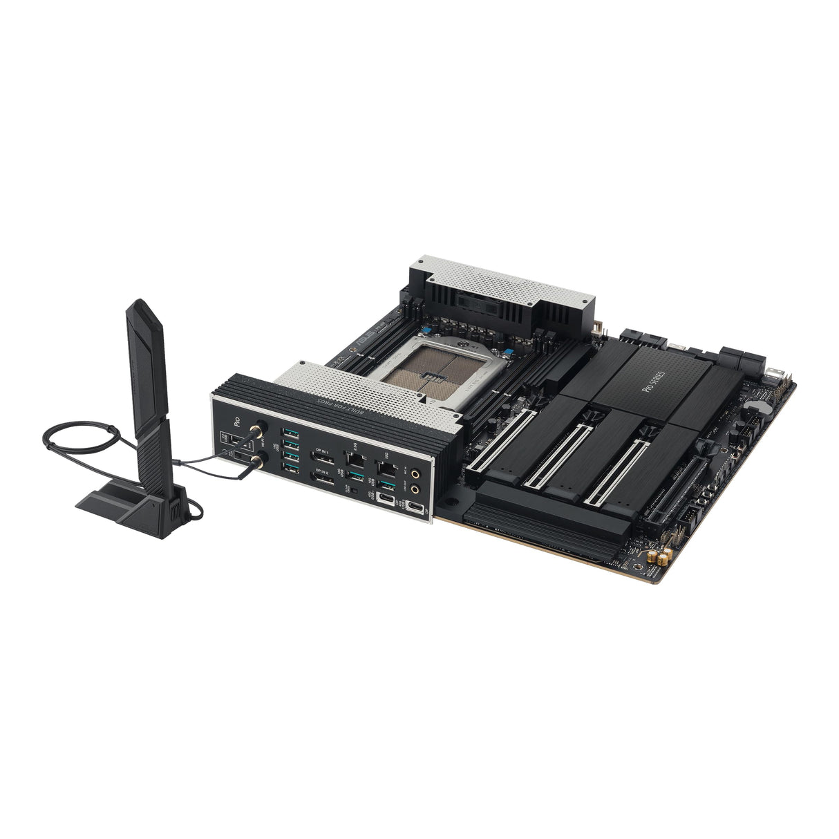 ASUS Pro WS TRX50-SAGE WiFi A, Placa Base AMD, Socket AMD sTR5 para CPU de hasta 96 núcleos, 36 etapas de alimentación, Ranura DDR5 ECC R-DIMM, Tres Ranuras M.2, Tres Ranuras PCIe 5.0, USB-C 20 Gbps