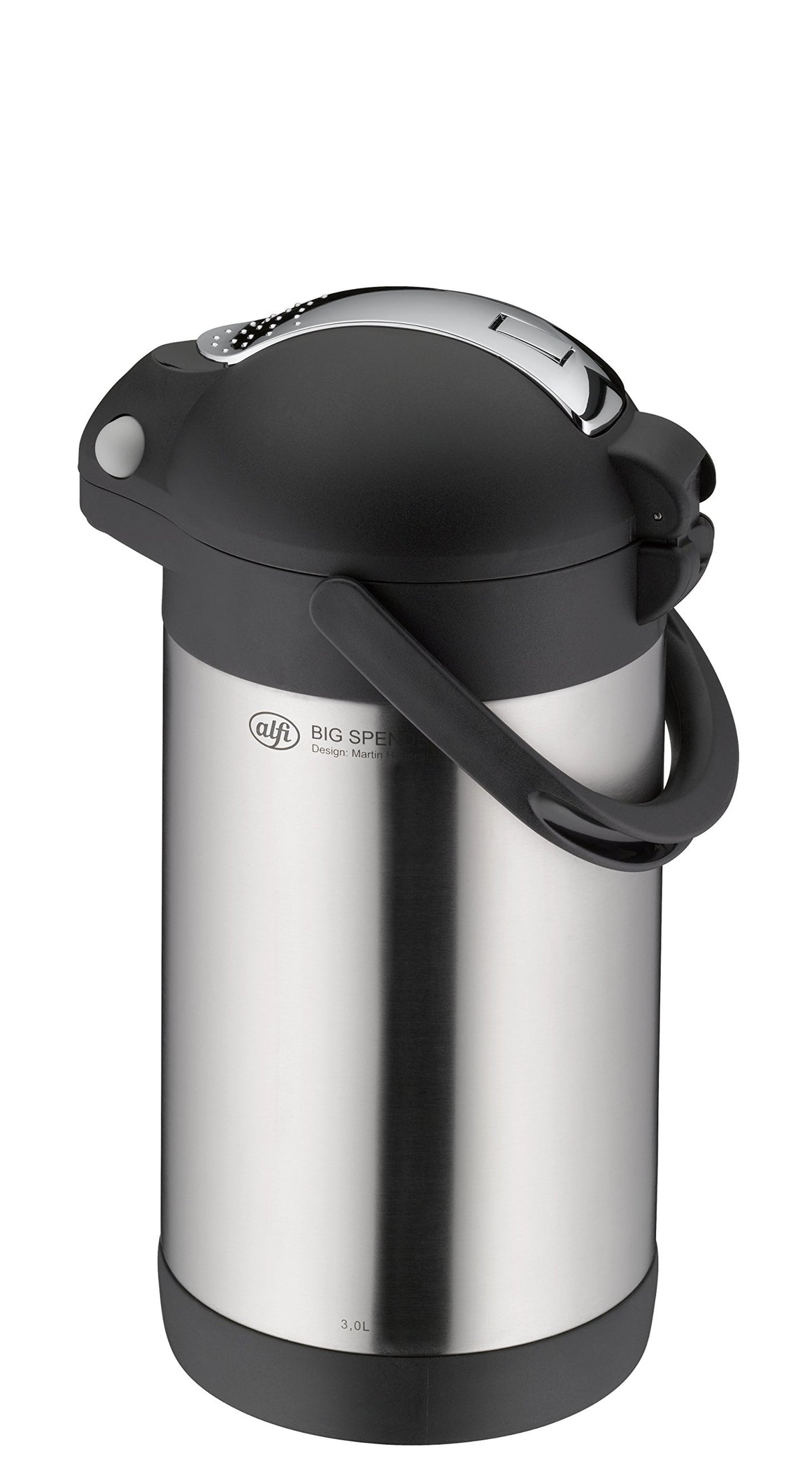 Alfi 30887020300 - Jarra dispensadora de Bebidas, 3 l, Acero Inoxidable Mate, Color Gris y Negro