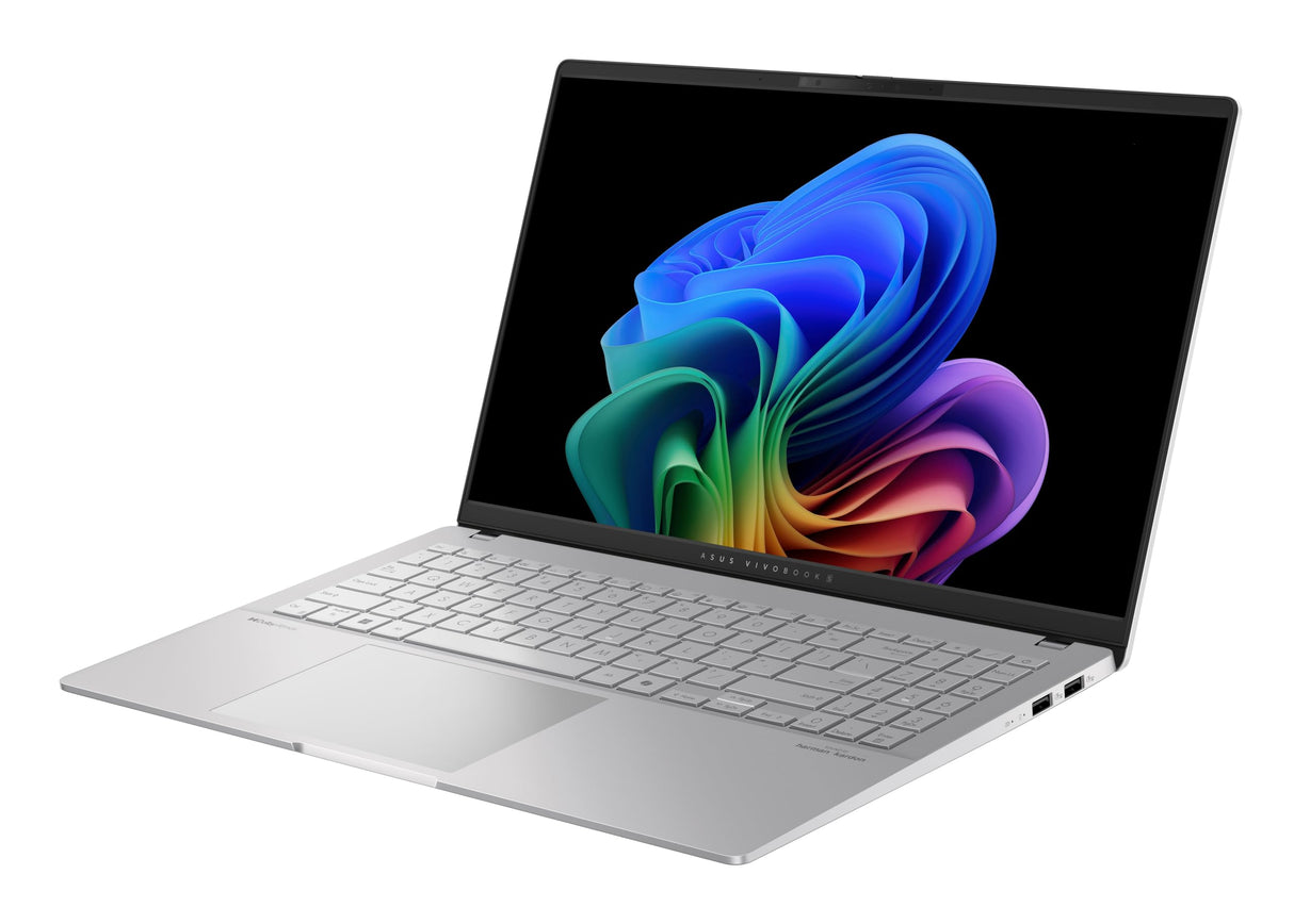 ASUS Vivobook S 15 OLED S5507QA-MA012W Copilot+ PC - Ordenador Portátil 15.6" Wide Quad HD+ 120Hz (Qualcomm Snapdragon X1P42100-16GB RAM- 512GB SSD- Adreno GPU- Windows 11 Home) Plata Fría - Teclad
