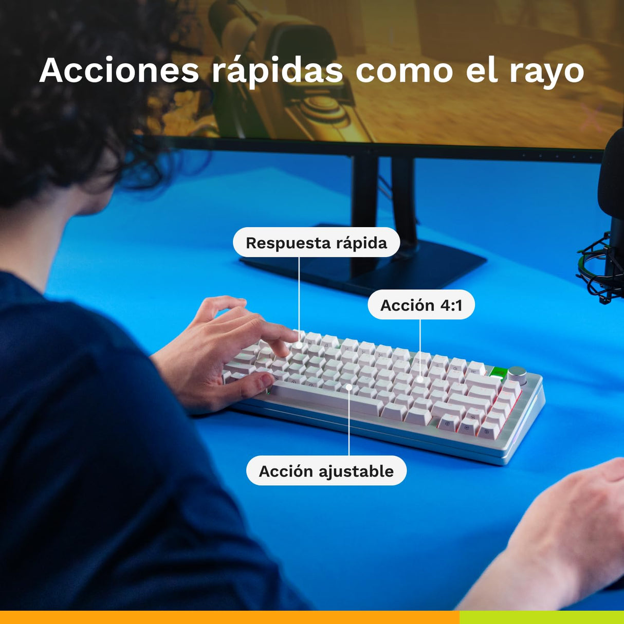 Glorious Gaming GMMK 3 HE: Teclado Respuesta rápida, Hall Effect, sondeo 8K, switches magnéticos y mecánicos MX, Teclado 100% Hot Swap, Juntas modulares, PBT Doble inyección, AZERTY francés - Blanco