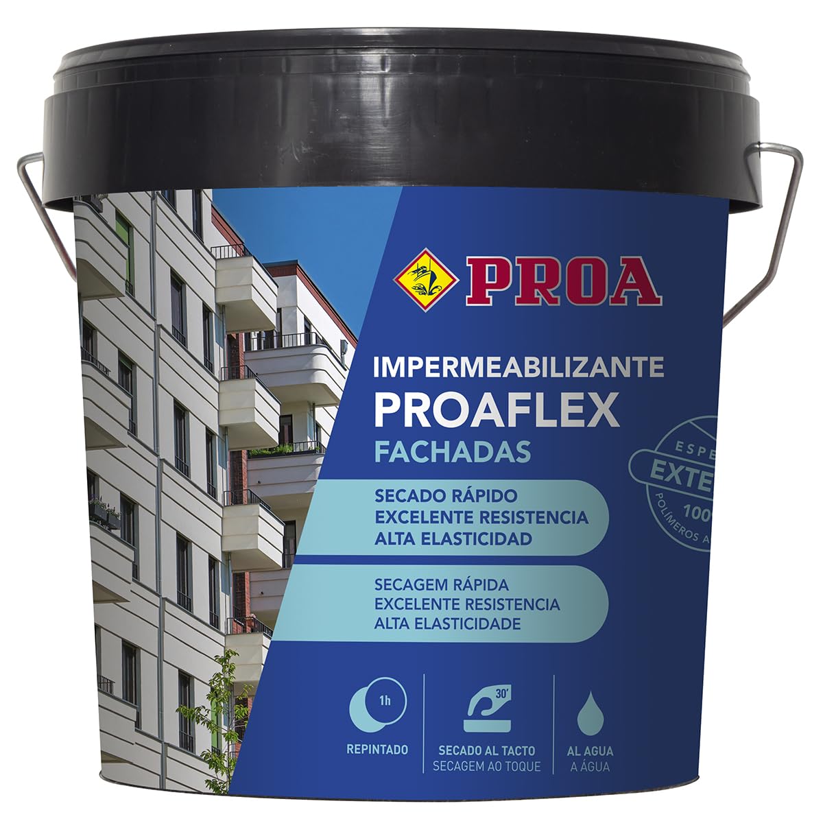 Impermeabilizante elástica para fachadas LLANES. 15 L. Proaflex PROA. Antigoteras.