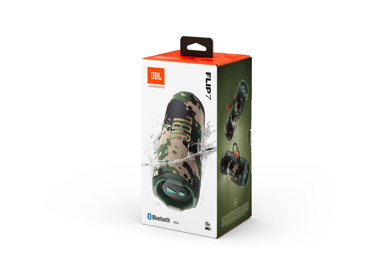 JBL Flip 7, Altavoz Bluetooth portátil inalámbrico Potente, 16h de batería, Resistente al Agua IP68, a Prueba de Polvo y caídas, Sonido Pro, AI Sound Boost, Compatible con Auracast, Multicolor