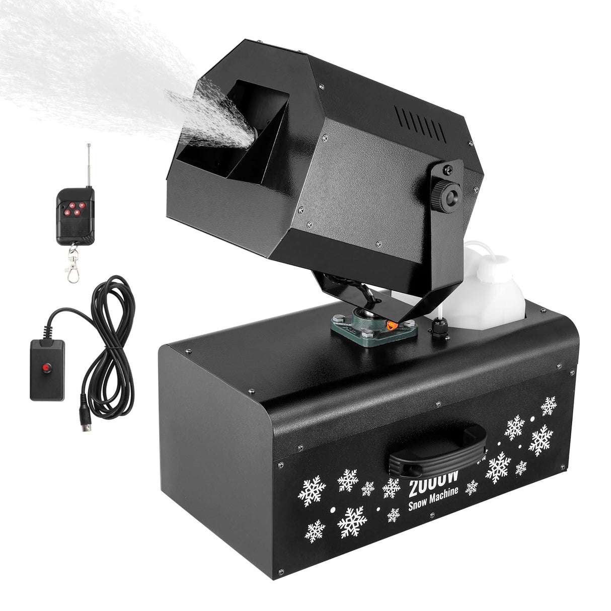 VEVOR 2000 W Máquina de Fabricar Nieve de 450 x 27 x 300 mm Máquina para Hacer Copos de Nieve con Control Remoto Inalámbrico y Cable, Tanque de 5 L para Interiores para Fiestas Navideñas, Bodas